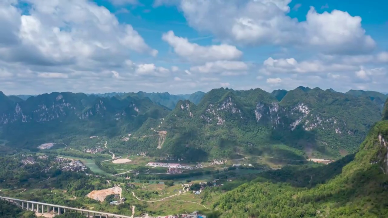 晴朗天气下的荔波捞村，是荔波的最美乡村视频素材