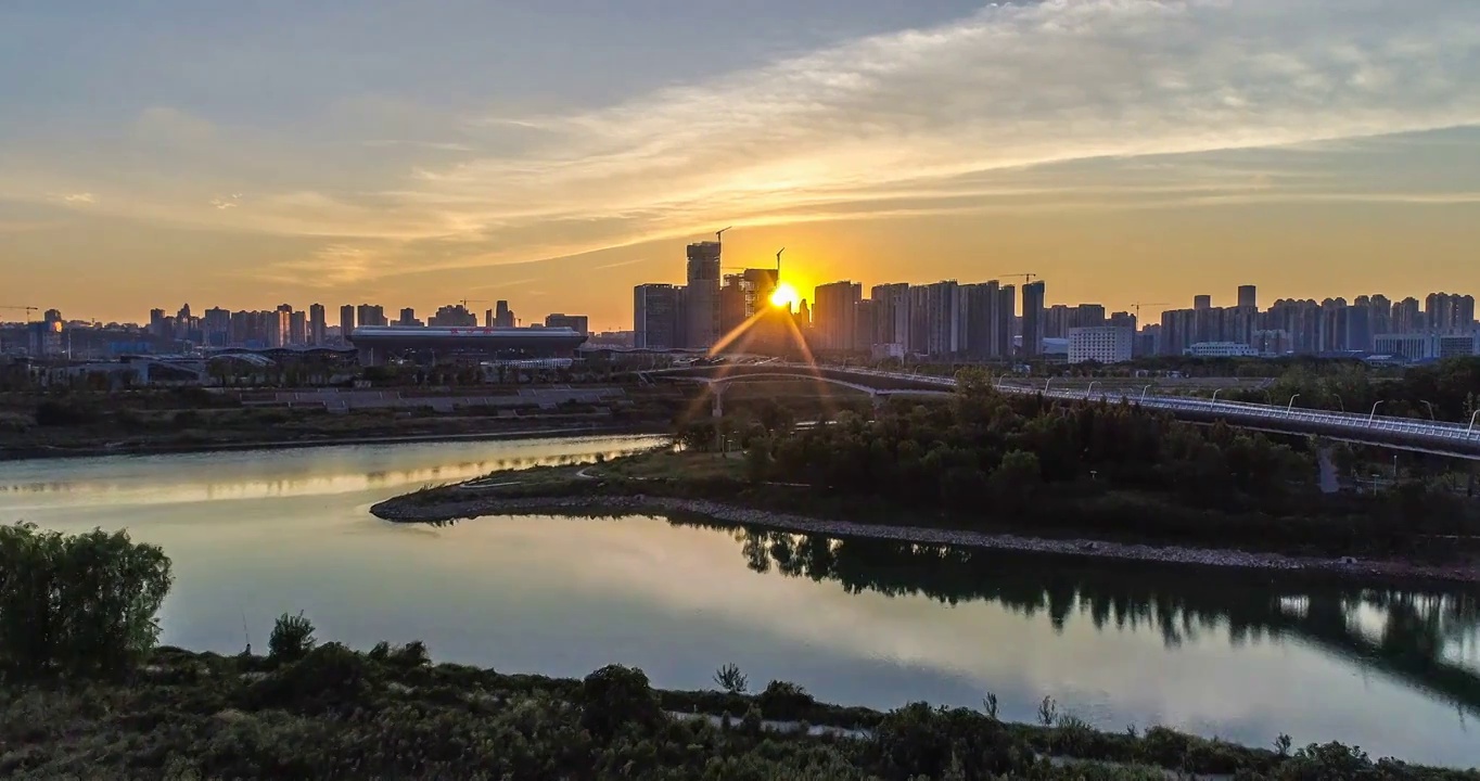 湖南省长沙市浏阳河磨盘洲景点航拍视频素材