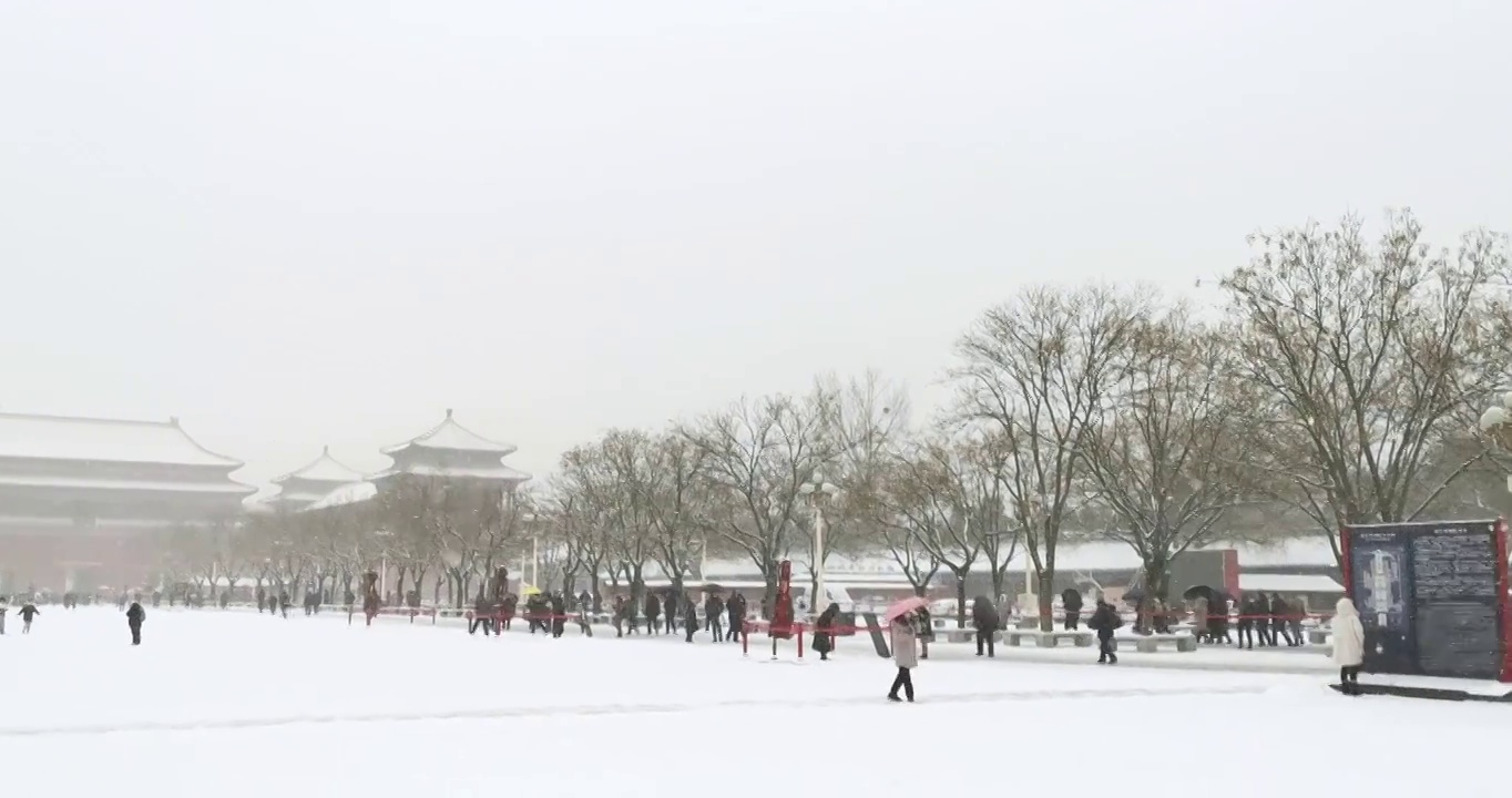 雪中故宫午门4K视频素材