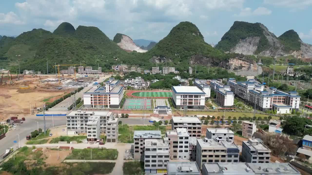 广西贺州平桂区教学楼建筑视频素材