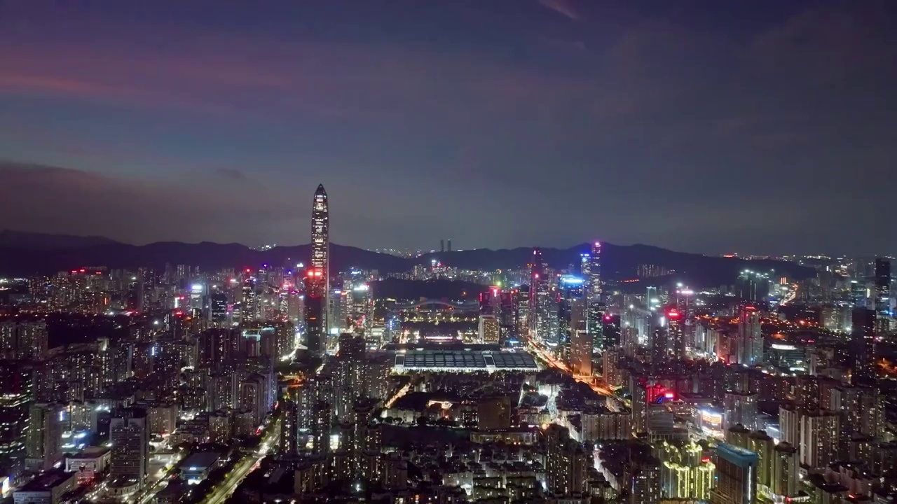 深圳福田中轴线建筑群夜景视频素材