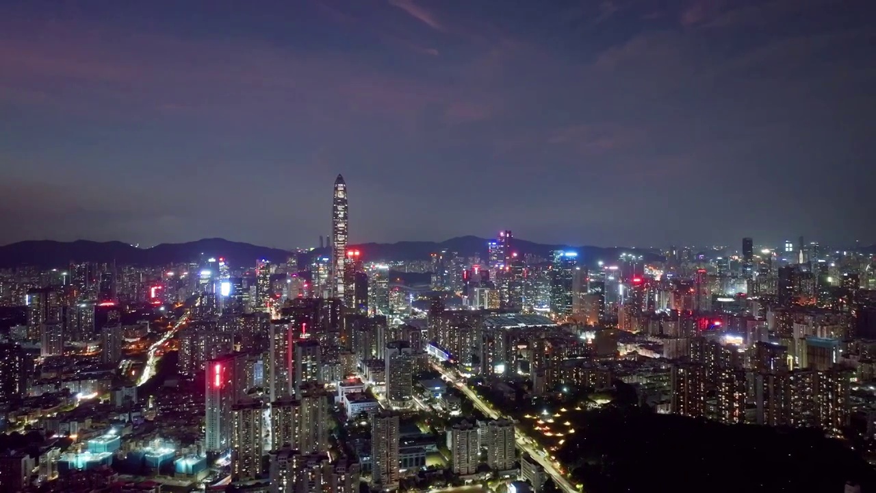 深圳福田CBD建筑群夜景视频素材