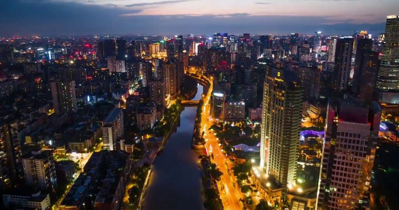 成都九眼桥夜晚延时航拍风景视频素材