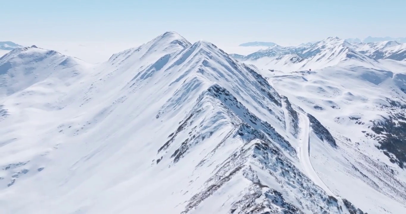 红军长征路小金夹金山航拍风景冬日雪山视频素材