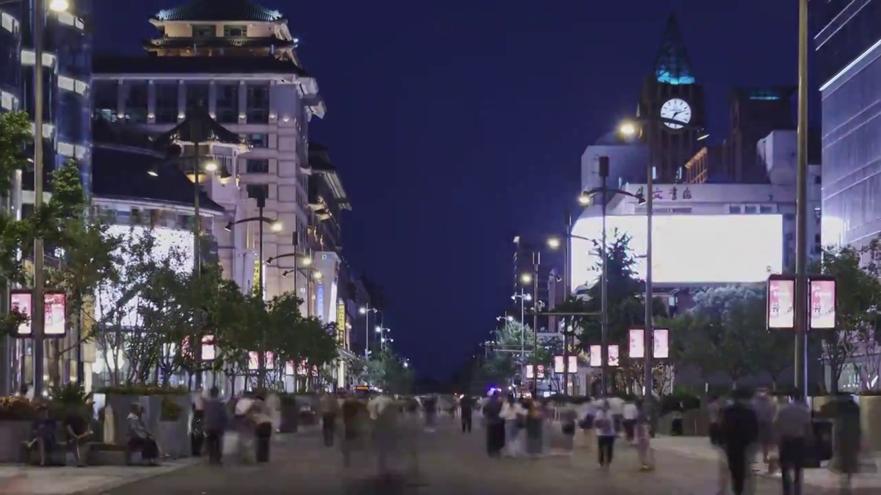 北京王府井大街夜景视频素材