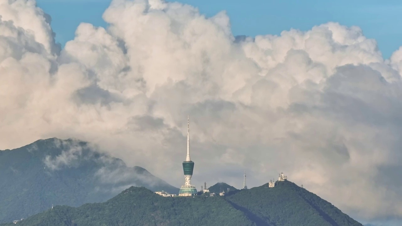 深圳梧桐山电视塔云海视频素材