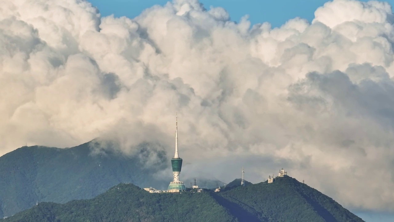 深圳梧桐山电视塔云海视频素材