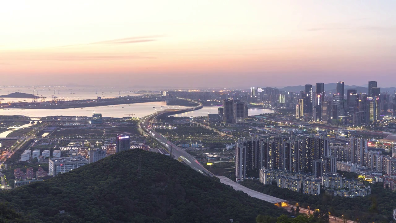 深圳市前海片区CBD天际线延时视频视频素材