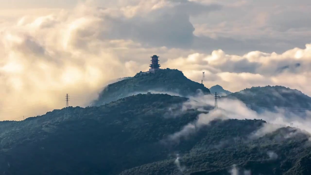 北京定都阁日出有光云海视频素材