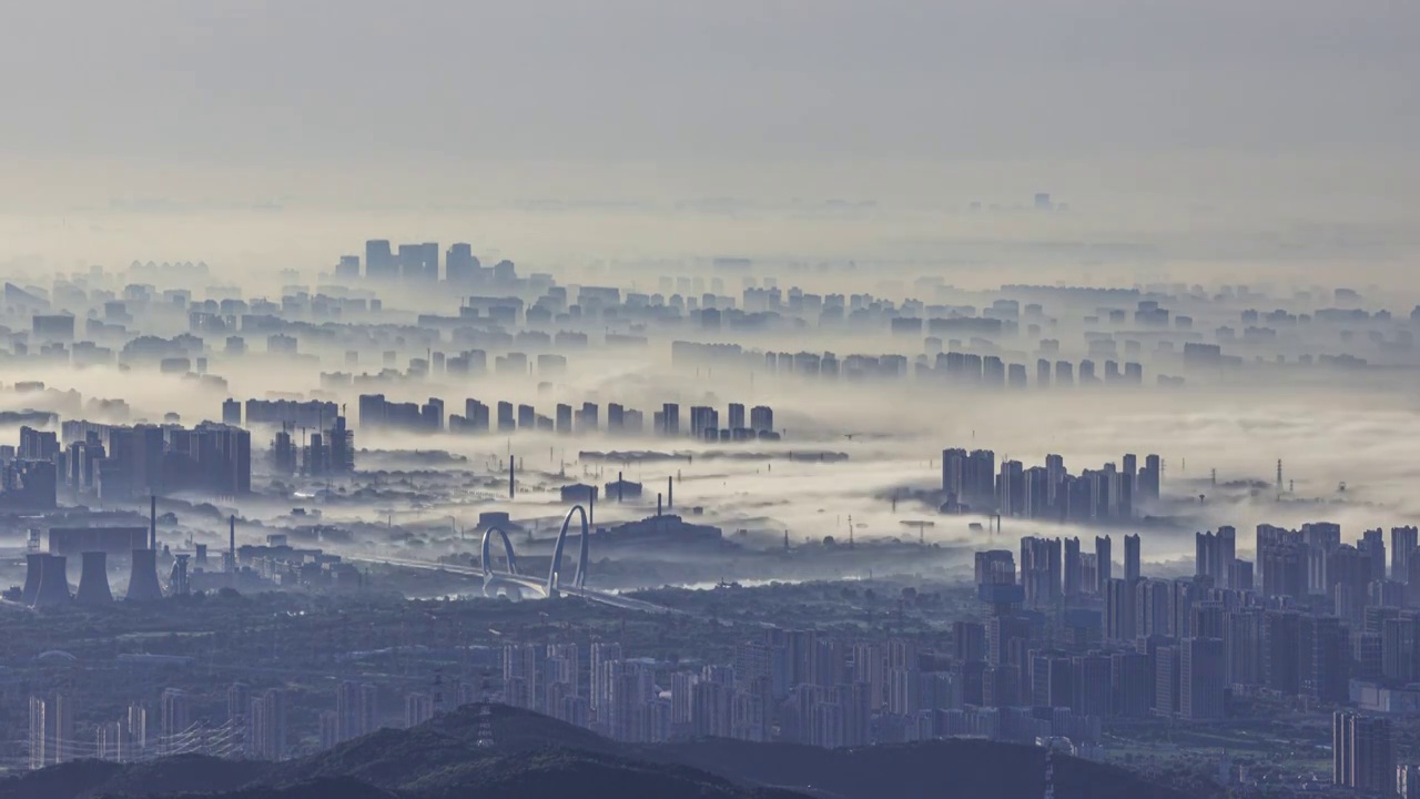 北京城市云海平流雾延时视频素材