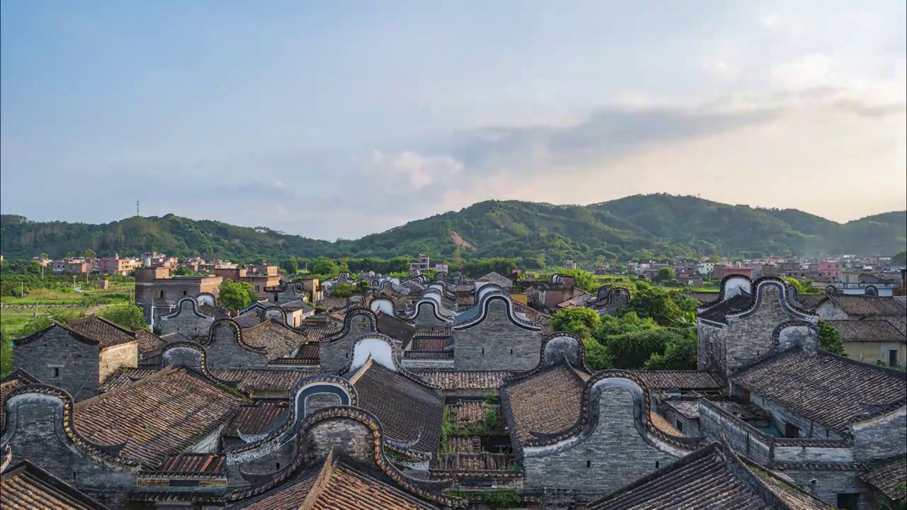 广东清远佛冈上岳古村落建筑群白天风景视频素材