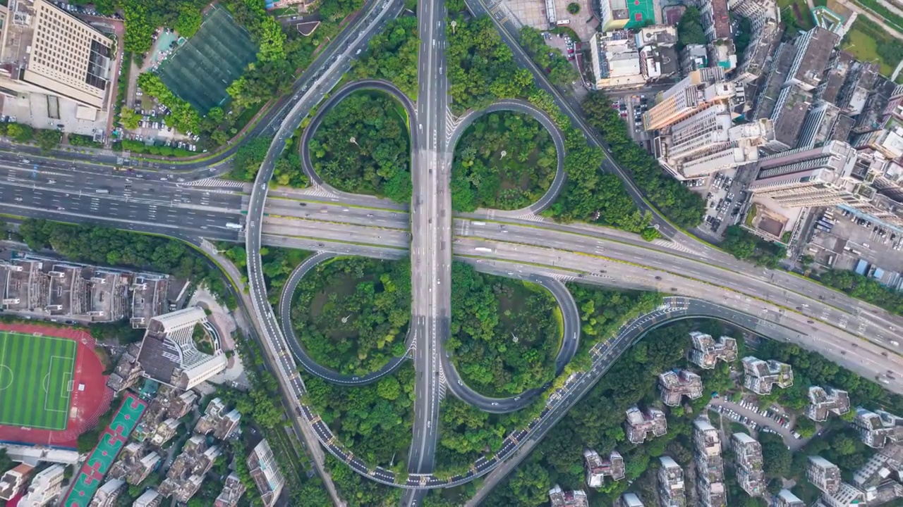 深圳市罗湖罗芳立交高架桥城市风光视频素材