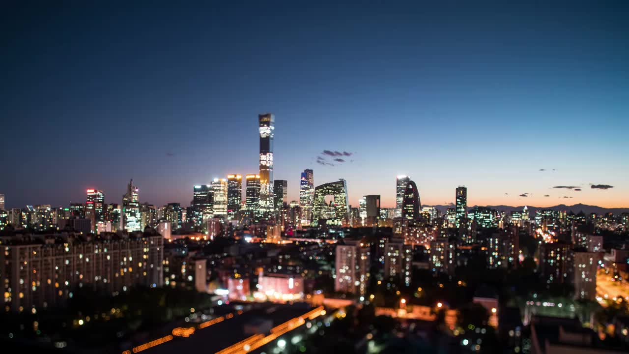 北京城市夜景移轴镜头视频素材