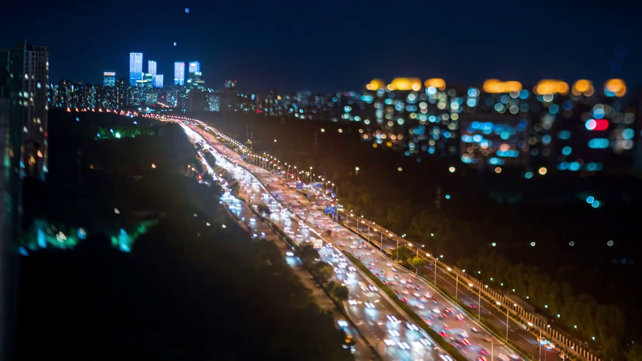 北京城市夜景移轴镜头视频素材