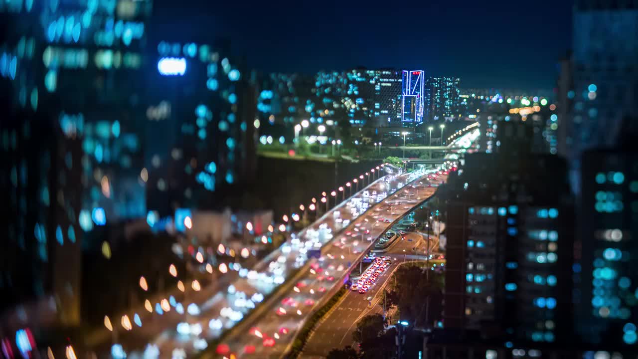 北京城市夜景移轴镜头视频素材