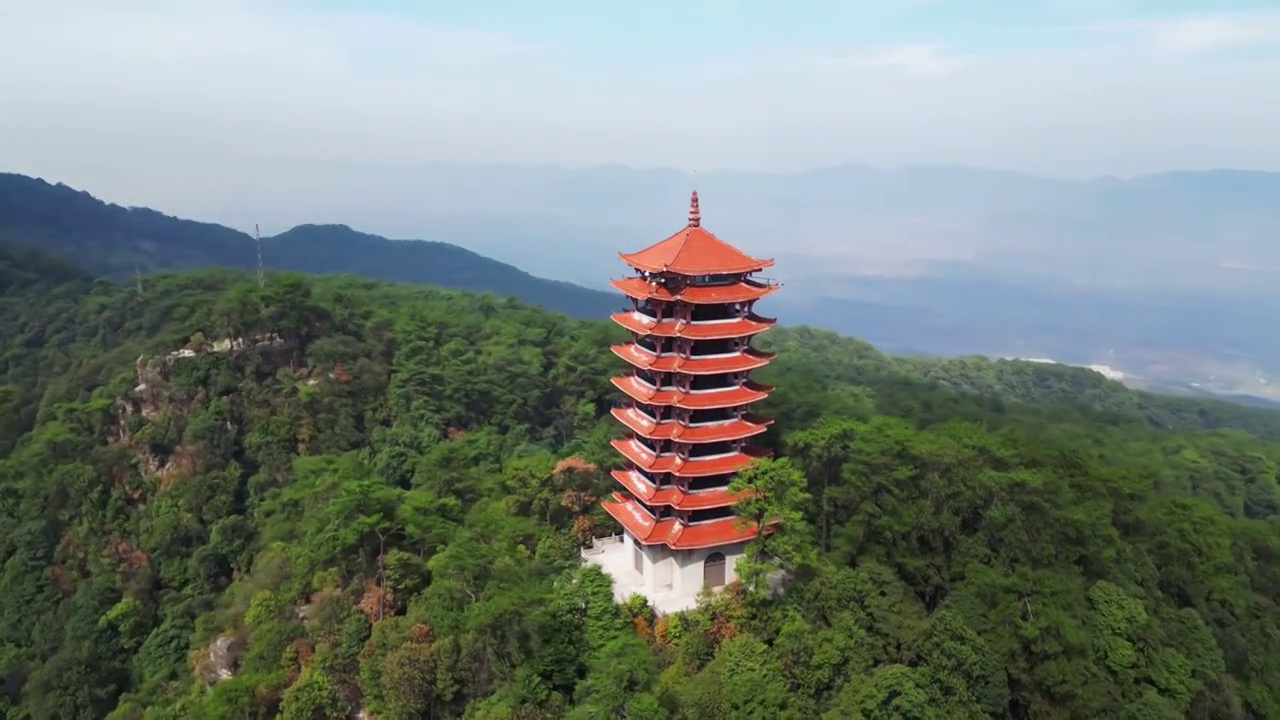 重庆北碚缙云山观景塔自然风光航拍合集（合集）视频素材