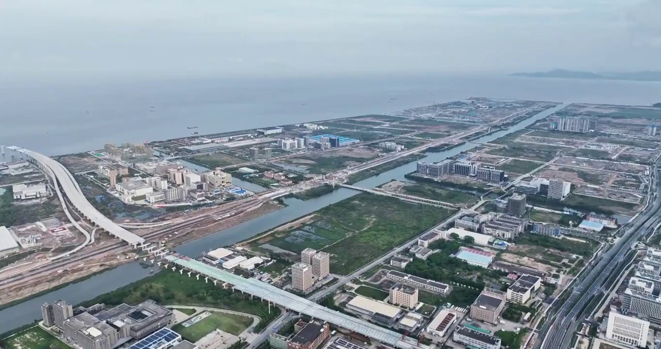 航拍广东中山翠亨新区发展区全景-城市风光-粤港澳大湾区视频素材