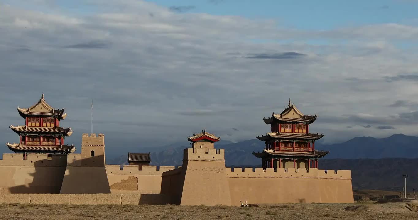 嘉峪关关城，嘉峪关古建筑，城墙，城池，长城，城楼，古城，古堡，天下第一雄关视频素材