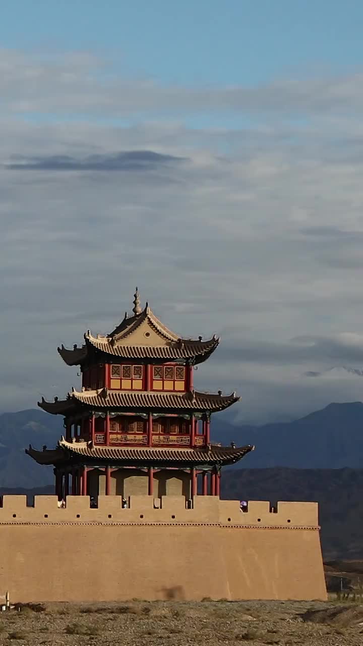 嘉峪关关城，嘉峪关古建筑，城墙，城池，长城，城楼，古城，古堡，天下第一雄关视频素材