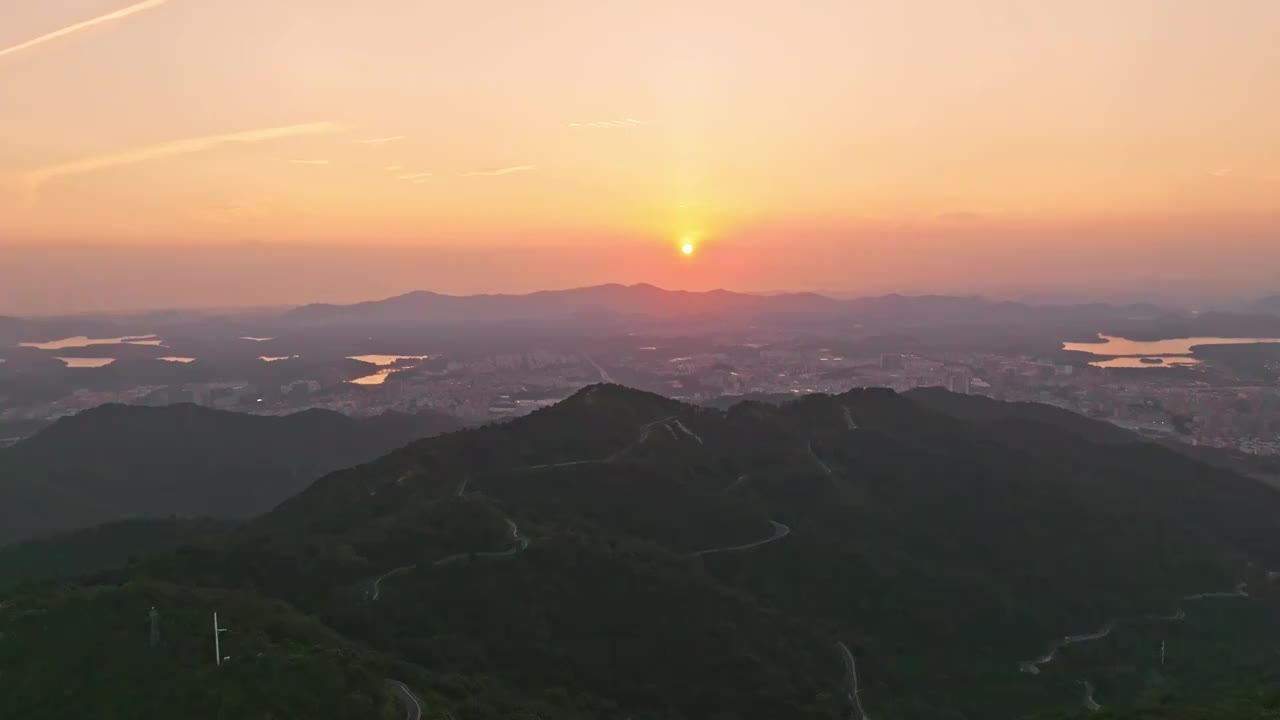 深圳阳台山日落城市全景视频素材