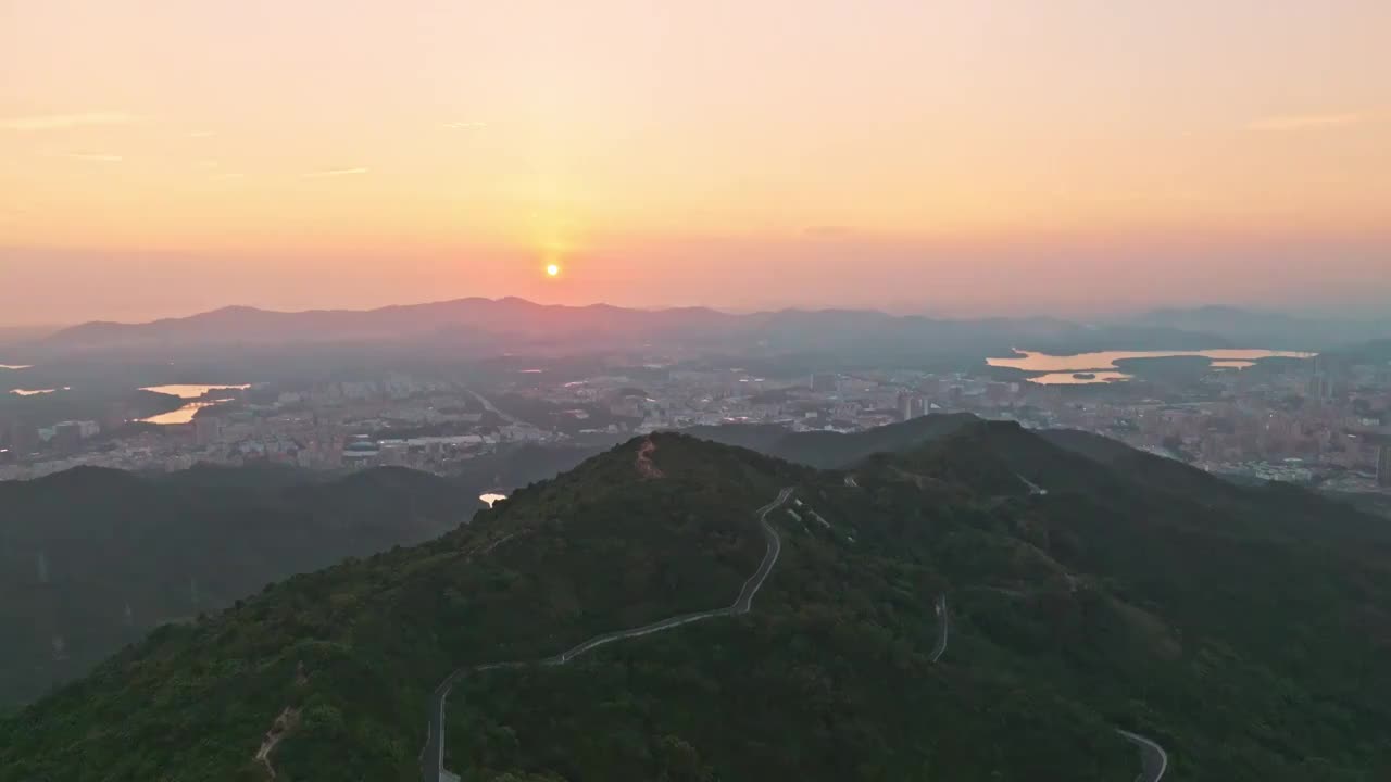 深圳阳台山日落城市全景视频素材