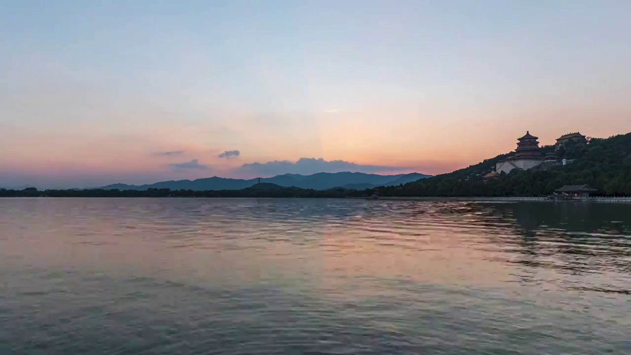 昆明湖魅力落日晚霞视频素材