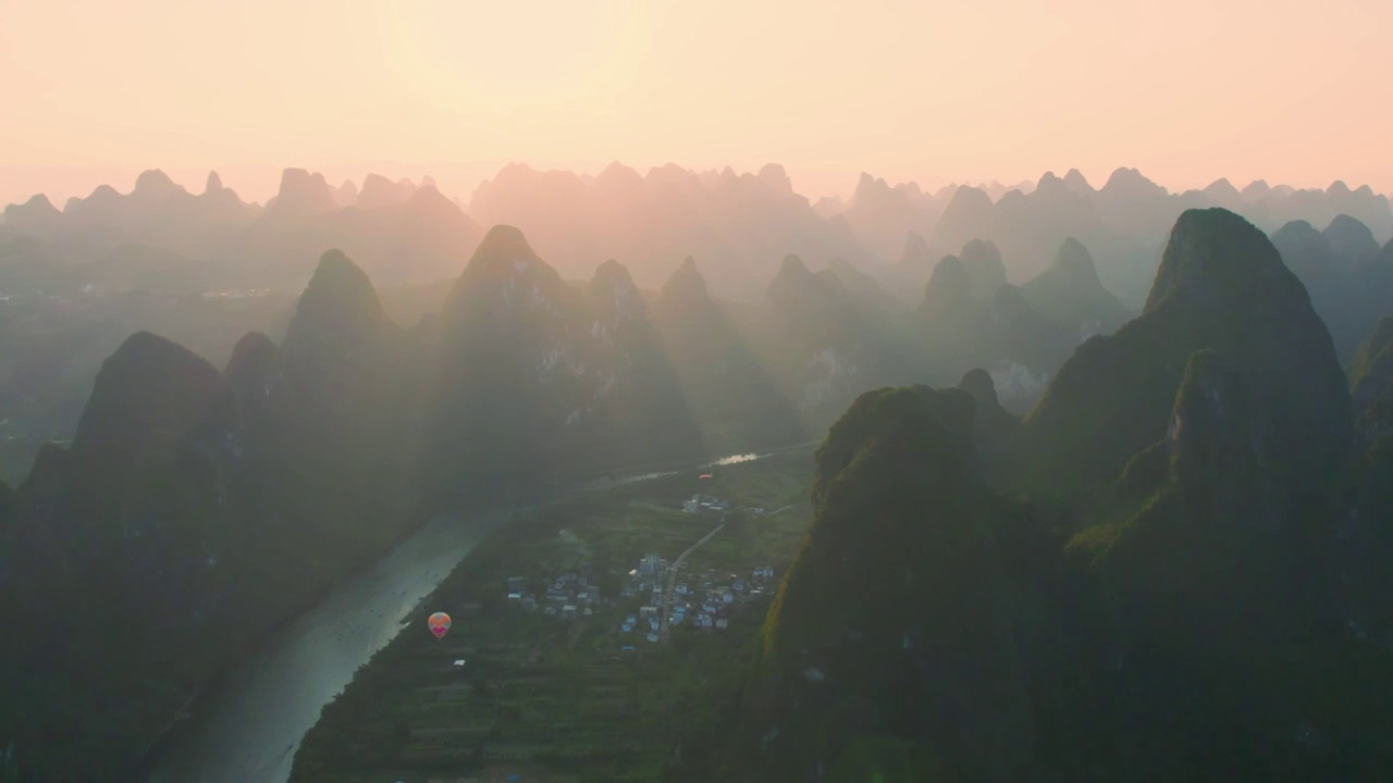 广西桂林山水航拍视频素材