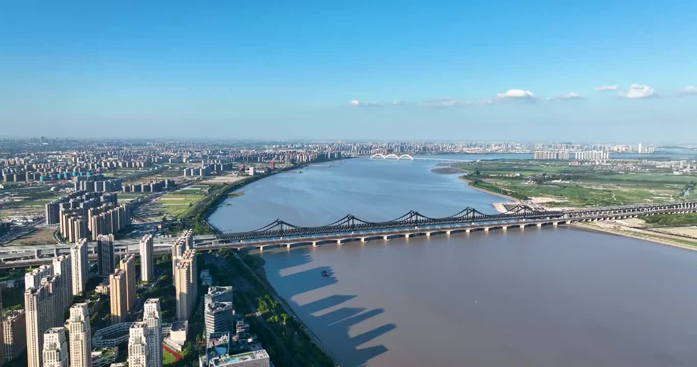 杭州钱塘江两岸风景视频素材