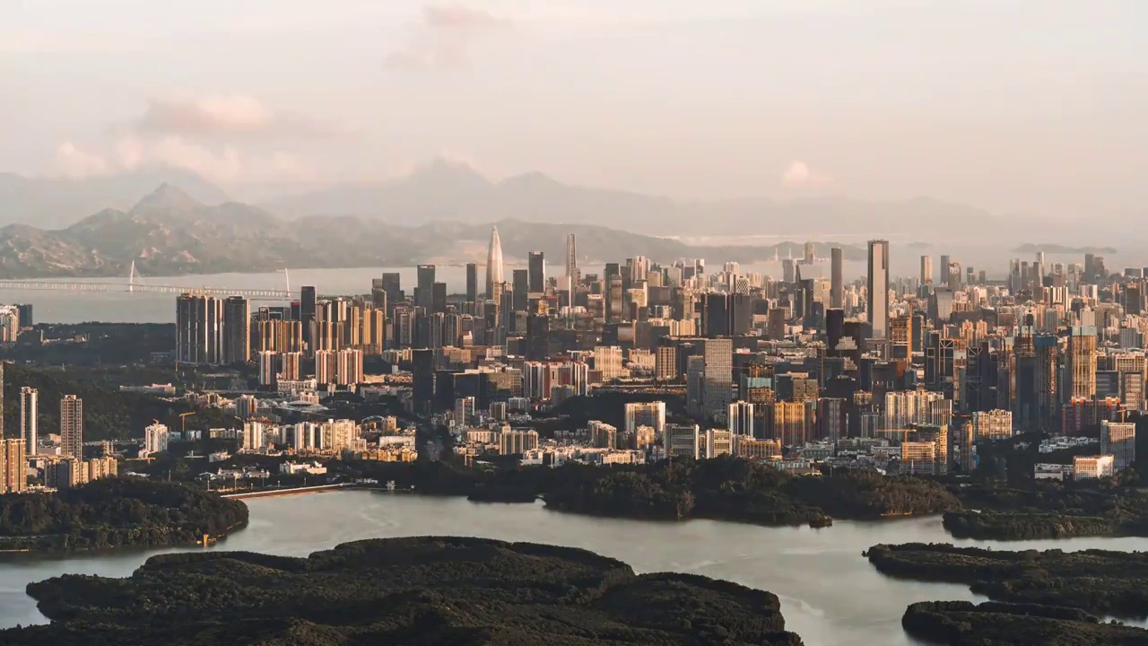 深圳南山区全景日转夜延时视频素材