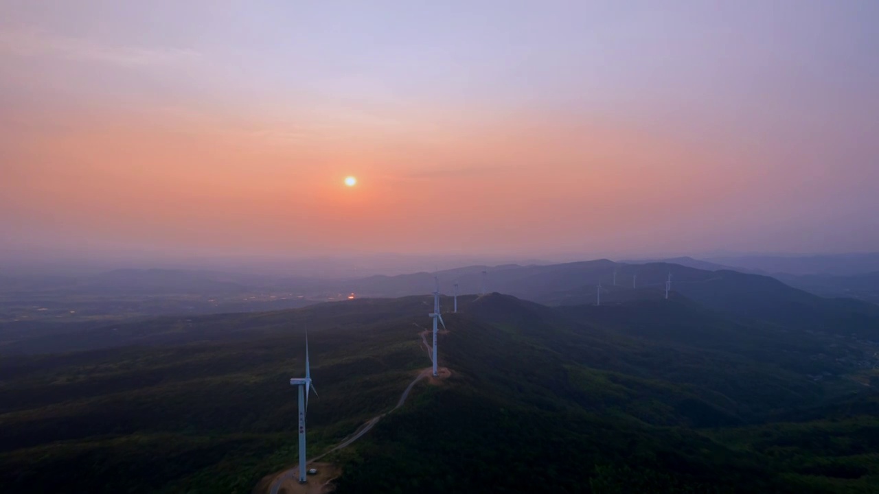 神仙岭，风车，三一风电场视频素材