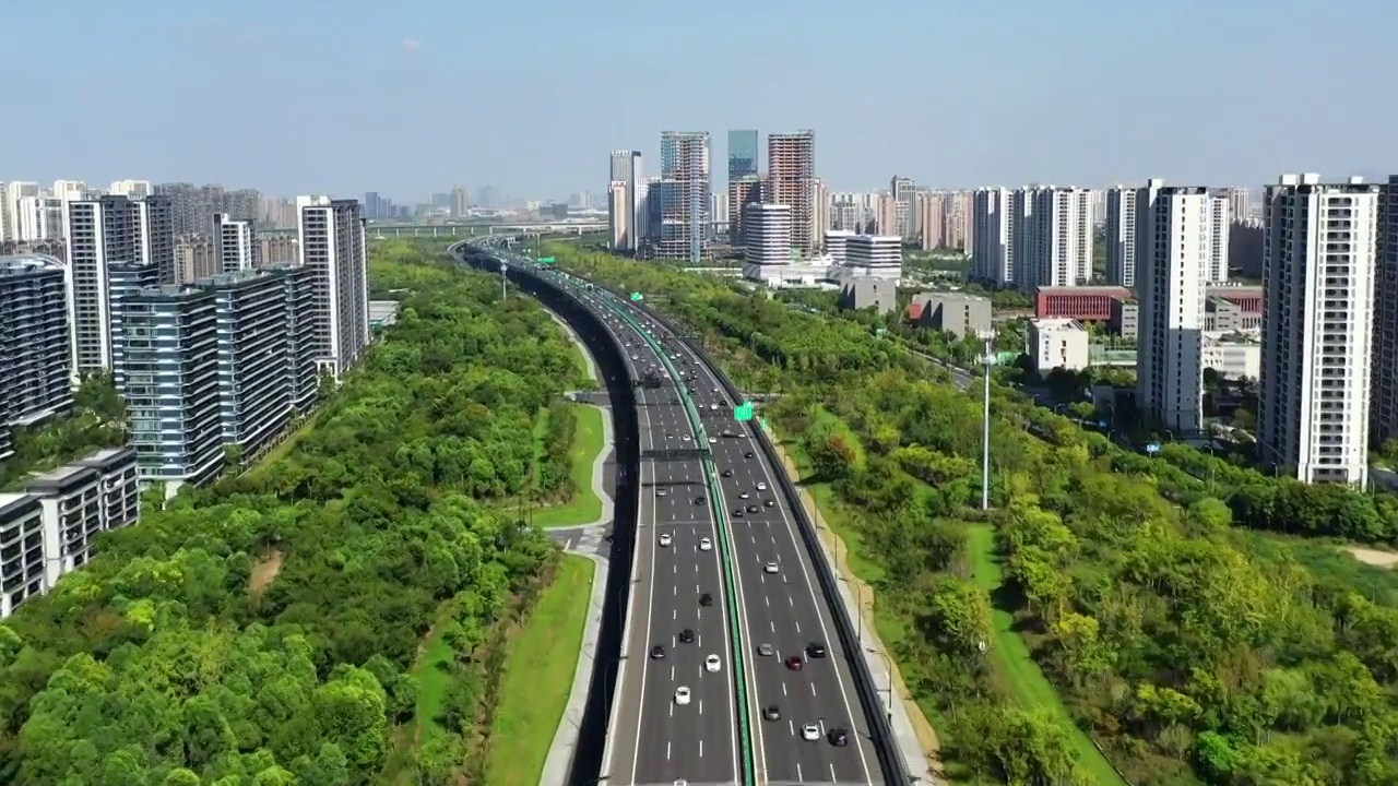 杭州机场城市大道视频素材