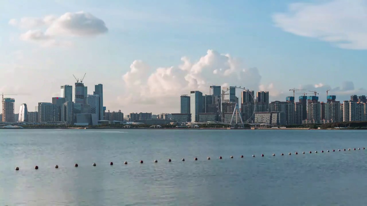 深圳前海海岸线日转夜延时视频素材