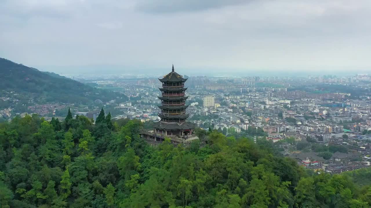 航拍成都都江堰风景区风光视频素材