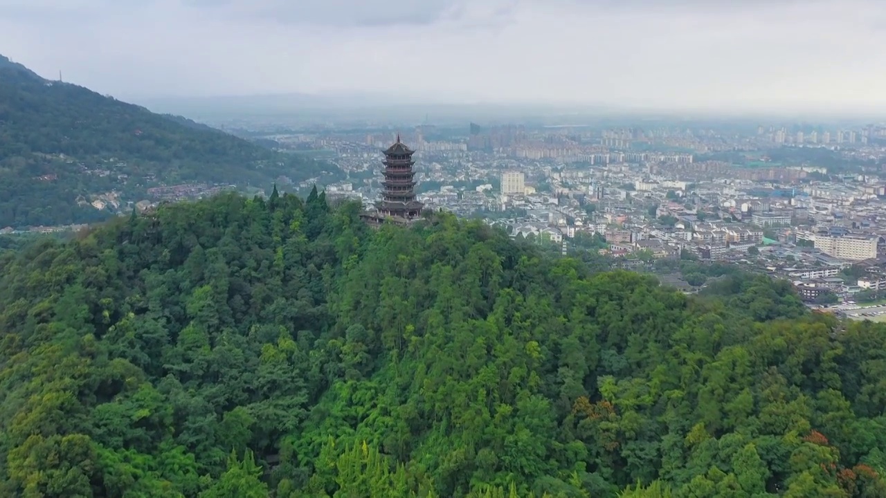 航拍成都都江堰风景区风光视频素材