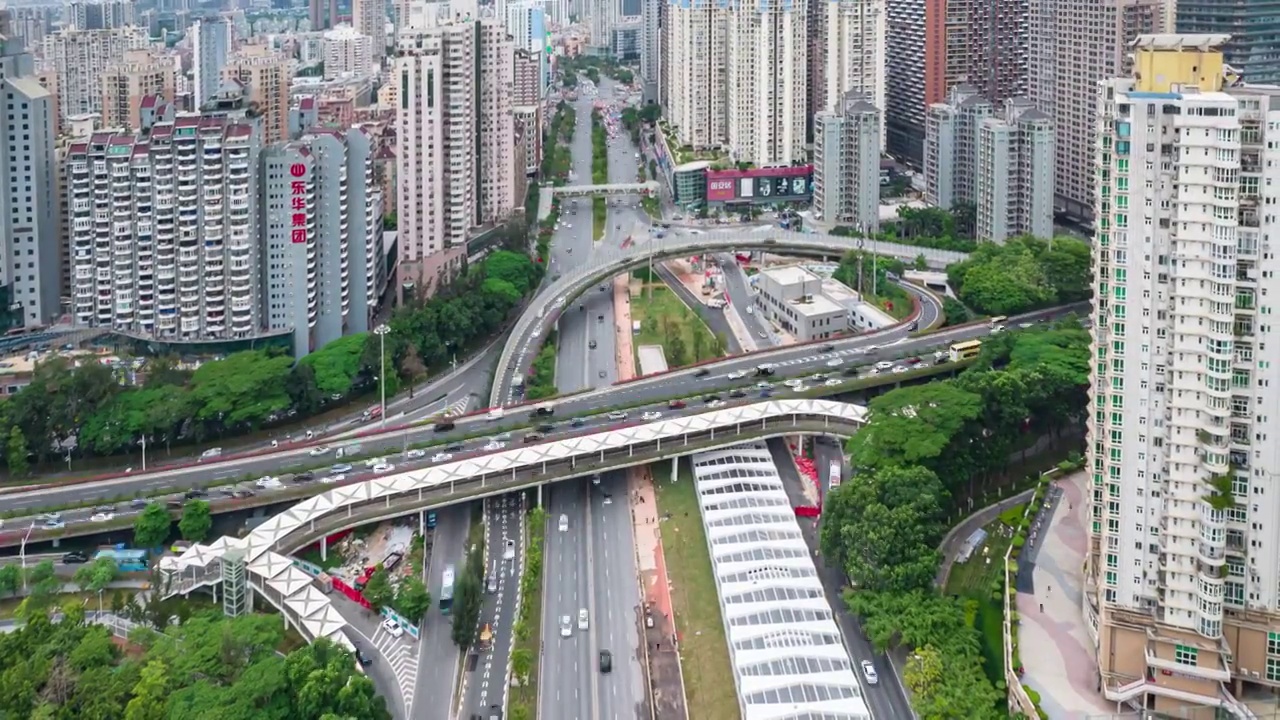 深圳滨海大道航拍车流延时视频素材