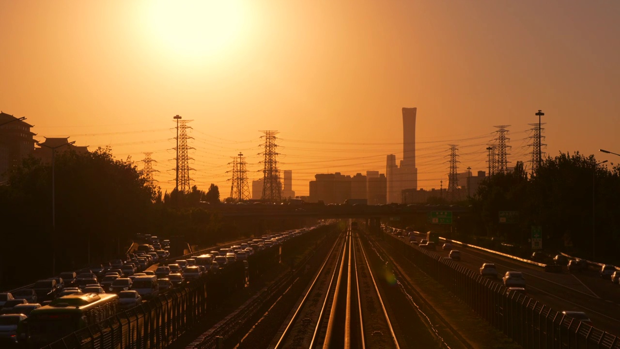 北京长安街秋分夕阳视频素材