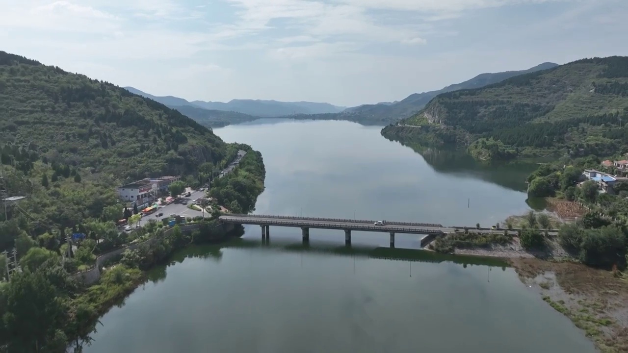 航拍济南锦绣川水库视频素材