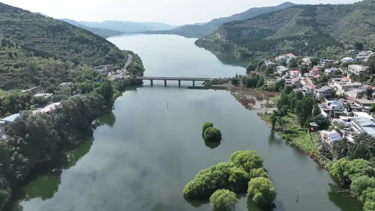 航拍济南锦绣川水库视频素材