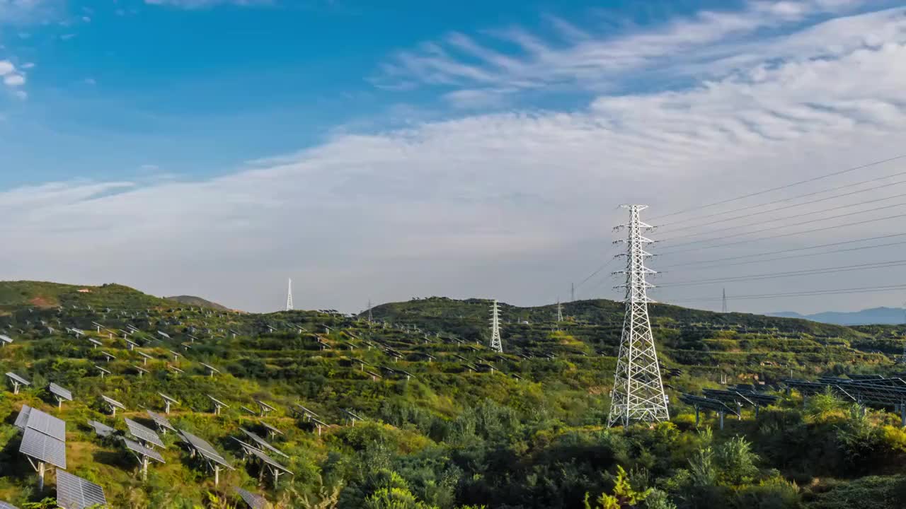 太行山光伏电厂延时视频素材