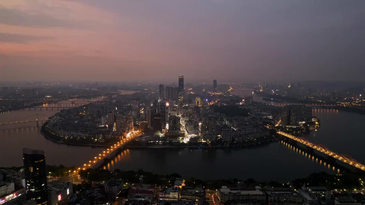 4k柳州城市风光天际线夜景延时视频素材