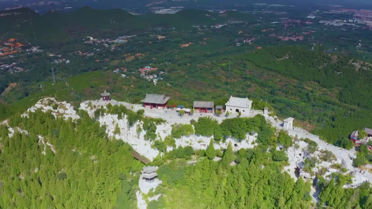 山东省潍坊青州云门山景区航拍视频素材