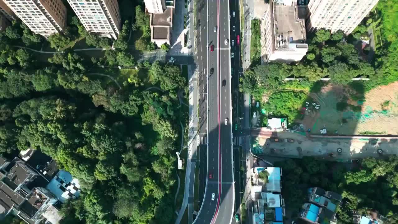 高空航拍成都道路交通俯拍视角视频素材