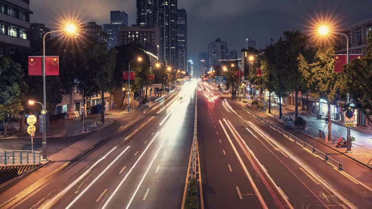 都市城市车水马龙车流夜景延时视频素材