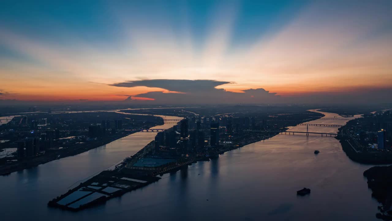 航拍广州南沙灵山岛尖夜景4k延时视频素材