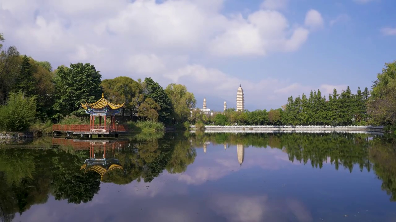 云南大理崇圣寺三塔延时摄影视频素材