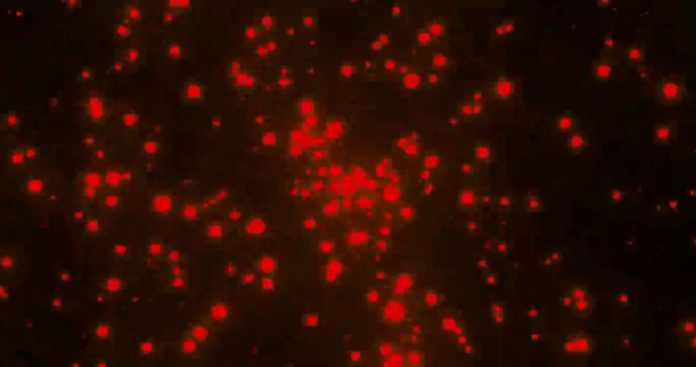 三维渲染建模：靠近红色粒子发射中心视频素材
