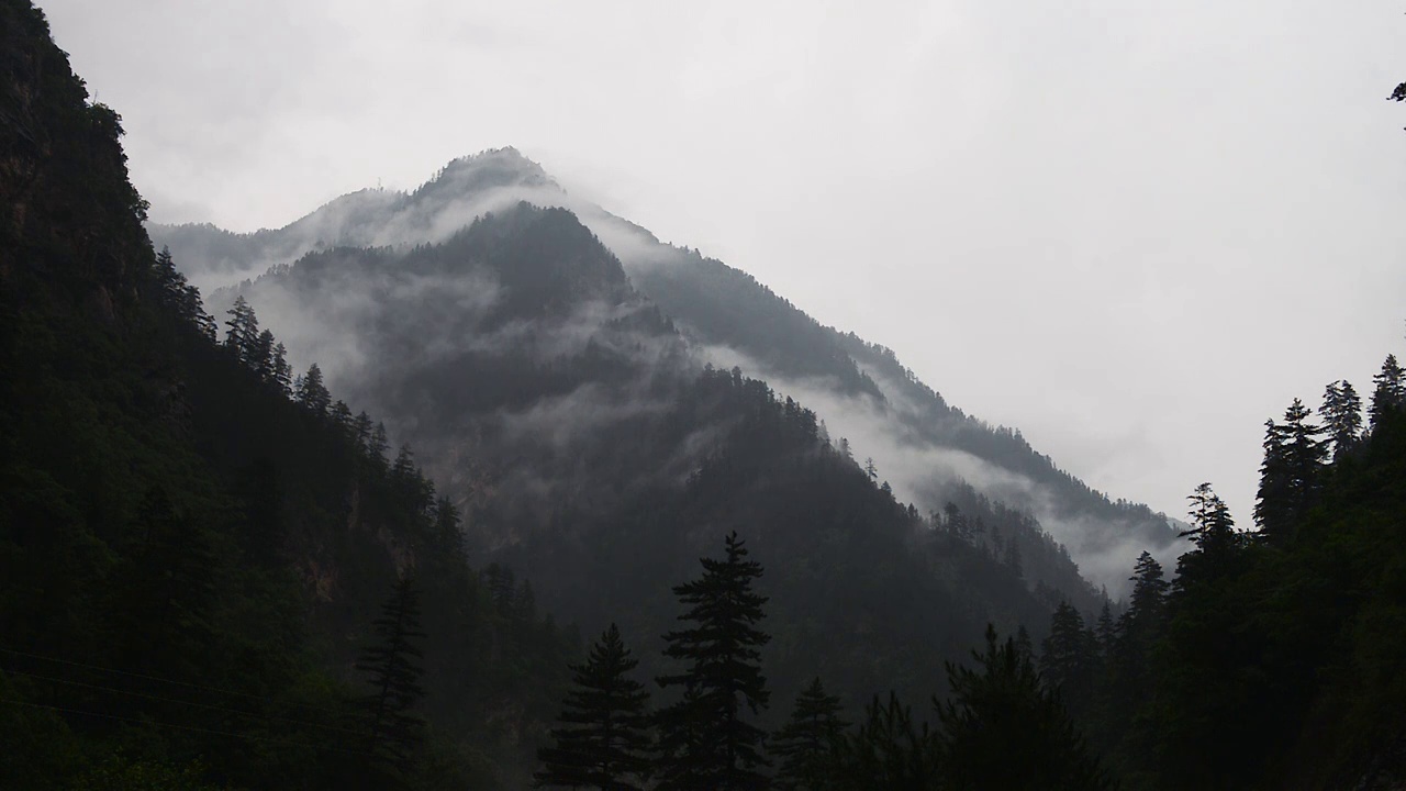 山峰森林云雾缭绕延时视频素材