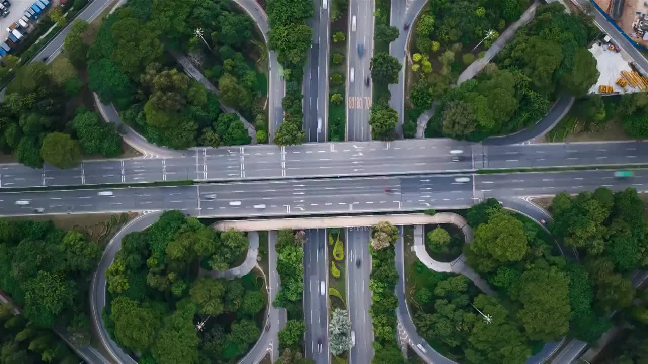 广东东莞石大立交桥航拍黄昏转夜景视频素材