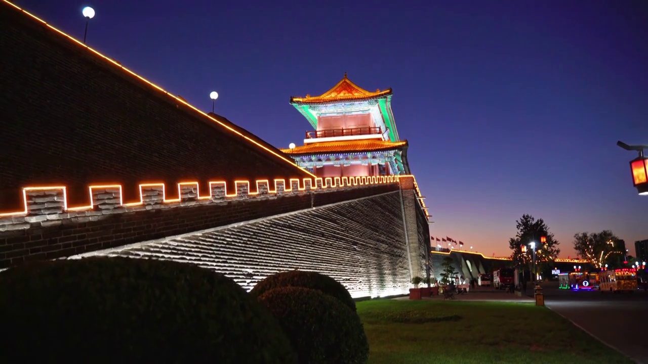 正定长乐门夜景视频素材