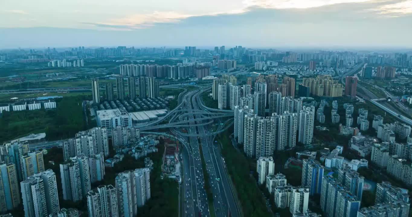 成都娇子立交桥交通车流航拍延时城市道路视频素材